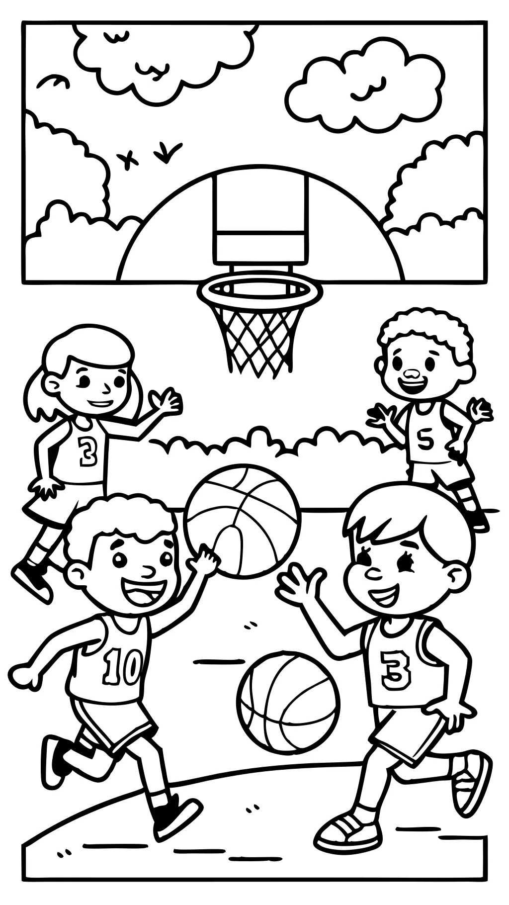 coloriage imprimable de basket-ball